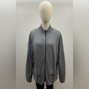 Michael Kors Gray Knit Sweater Zip-up Size L 100% Cotton